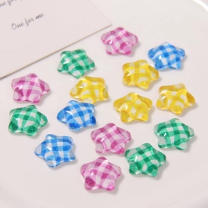 Star-shaped resin gingham charms in pastel colors for DIY jewelry and hair accessories