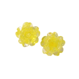 Charmantes roses en résine jaune translucide avec dégradé de feuille d'or pour bijoux DIY