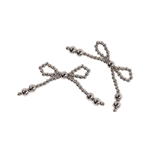 Y2K style silver metal bead bow shoe charms with hanging tassels for clogs decorations