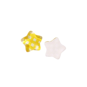 DIY star resin cabochon with yellow checkerboard pattern and flat back for crafts
