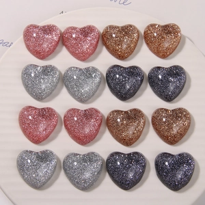 Patch en Résine en Forme de Cœur à Paillettes Rétro pour Pinces à Cheveux DIY Décoration de Coque de Téléphone Accessoires