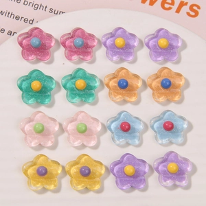 Glitzer Harz Blumen Charms Macaron Bonbonfarbe DIY Patch Für Ohrringe Haarschmuck Handyhülle Schmuckherstellung Materialien