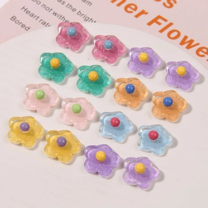 Glitzernde Kunstharz-Blumenanhänger in Bonbonfarben für DIY-Schmuck und Haarschmuck