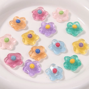 Bunte Glitzer-Resin-Blumen-Anhänger für DIY-Schmuck und Haar-Accessoires-Herstellung