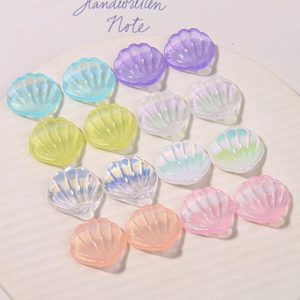 Pearlescent acrylic shell charms in mixed macaron colors for DIY crafts and accessories