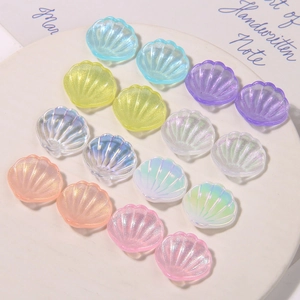 Iridescent seashell acrylic charms in macaron colors for DIY jewelry and shoe accessories