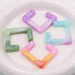 DIY colorful gradient marble resin square open rings for earrings and jewelry making