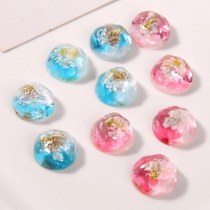 Ocean resin charms with shells and gold starfish for DIY shoes, blue and pink gradient colors
