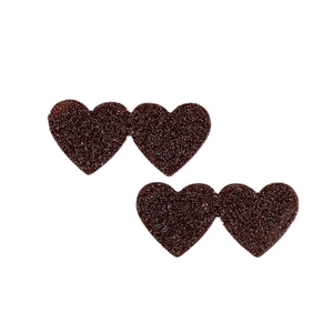 Glitter acrylic double heart charms in bronze finish for DIY hair accessories and crafts