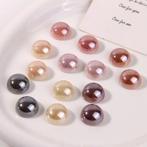 Flatback round acrylic pearl beads in Morandi colors for DIY jewelry and accessories