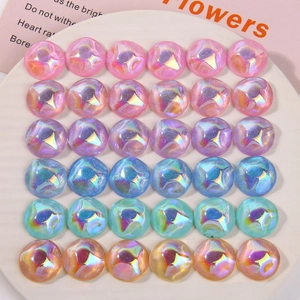 20mm Dreamy Starry Sky AB Iridescent Resin Cabochons Water Ripple Glitter Flatback Beads For DIY Jewelry Making Decoration