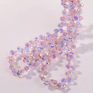 Faceted Aurora AB pink glass teardrop beads for DIY jewelry making and handmade crafts