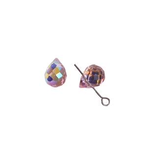Faceted aurora AB teardrop glass beads with horizontal holes for DIY jewelry making