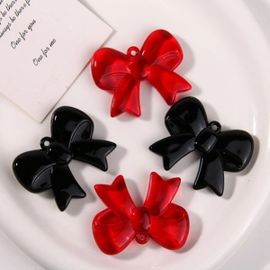 Elegant translucent 3D bow pendants in red and black for DIY jewelry making and crafts