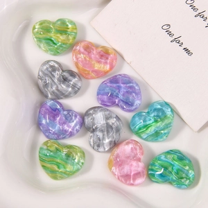 Colorful resin heart charms with marble wave pattern and glitter for DIY jewelry making