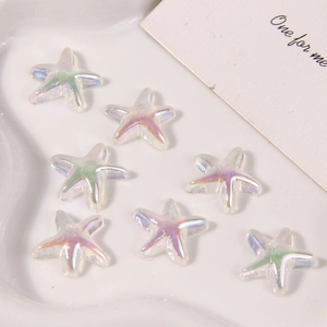 Iridescent AB glitter star beads with aurora polarization for DIY jewelry making and crafts