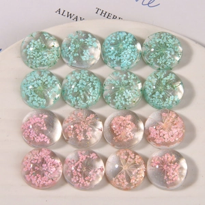 Handmade Dried Flower Resin Cabochons Round Transparent Gypsophila Floral Patch For DIY Earring Jewelry Making Women Craft Accessories