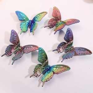 Vibrant aurora colorful butterfly acrylic ornaments with iridescent laser finish effect