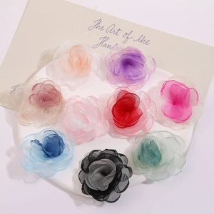 Handgefertigte Netz Blumen Blütenblätter Für DIY Haarklammern Kleidung Zubehör Koreanischer Stil Farbverlauf Stoff Blumen Schmuckzubehör
