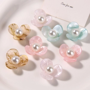 Pastel flower hair accessories with pearls, acetate floral DIY craft materials