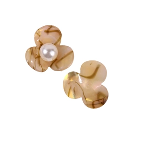 Elegant amber marble acetate flower accessory with a pearl center for DIY hairpins