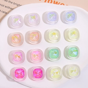 Patch in Resina Quadrata Stile Strass Laser Olografico Materiale per Gioielli Fai da Te Mollette Colore Macaron Cabochon