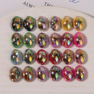 Cabochon in Resina Ovale Colore AB Conchiglia DIY Accessori per Gioielli Per Orecchini Copricapo Decorazione Custodia Telefono