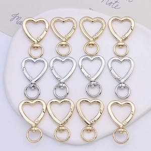 Heart Shaped Alloy Lobster Clasp Keychain Rotating Ring For DIY Jewelry Making Bag Accessories Electroplated Gold Silver