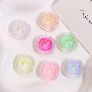 Strass quadrati in resina effetto laser aurora per dolci accessori per capelli DIY
