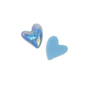 Iridescent crushed shell resin heart charms for DIY phone cases and shoe accessories