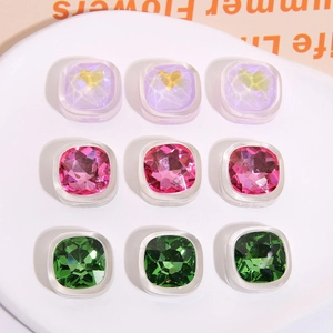 Minimalist Square Resin Rhinestone DIY Accessories Laser Shiny Earring Shoe Charms Material For Women Jewelry Making Crafts