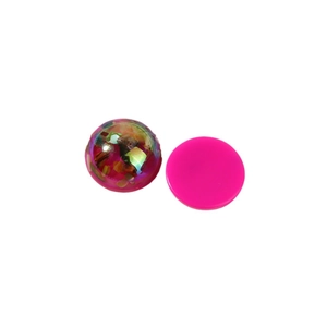 Cabochon rotondo in resina rosso rosa con foglia oro e glitter per gioielli fai da te