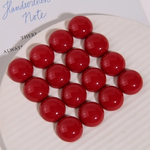 Deep red resin 21mm circular half-round cabochons for DIY jewelry and hair accessories
