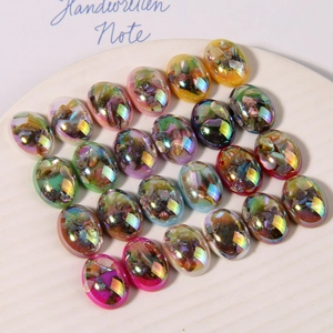 Cabujones ovalados de resina colorida efecto aurora para joyas DIY y accesorios pelo
