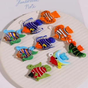 Lot de breloques en verre faites main poissons tropicaux et hippocampes pour bijoux DIY