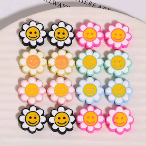 Acryl Sonnenblume Smiley Gesicht Perlen Bunte Öltropfen Cartoon Blume Perlen DIY Schmuck Zubehör Für Kinder Haargummis Herstellung Handgemachte Handwerk Deko Zubehör