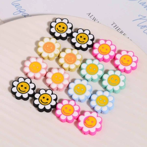 Bunte Mischung aus lächelnden Sonnenblumenperlen für DIY-Schmuck und Haarschmuck