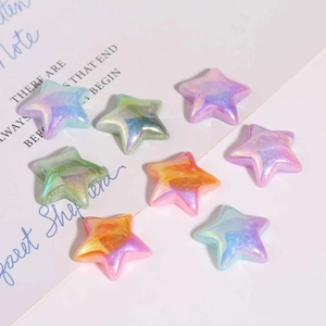 Pearlescent gradient star resin patches for DIY jewelry making in assorted macaron colors
