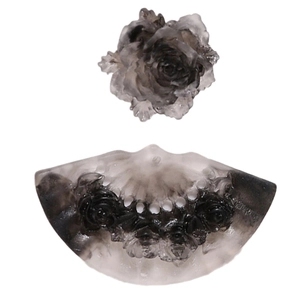 Vintage dark gray resin floral fan charms and rose pendants for DIY jewelry making