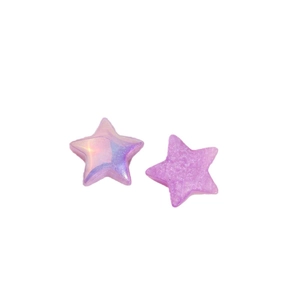 Pearlescent purple star resin charms with aurora finish and ice-crackled texture detail
