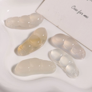 Pendentif en jade et agate naturelle en forme de cosse de haricot pour bijoux DIY blanc