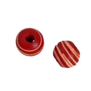 10mm vintage red wood round beads with yellow horizontal carved stripes for DIY jewelry making