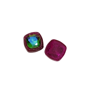 Ciondoli quadrati in resina glitterata con cristallo sfumato per gioielli DIY e accessori