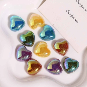 Patchs en Résine en Forme de Cœur Iridescent Vintage Cabochons à Dos Plat pour Fabrication de Bijoux DIY Décor de Coque