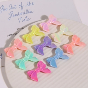 Colorful macaron pearlescent 3D resin bow charms for DIY jewelry and accessories