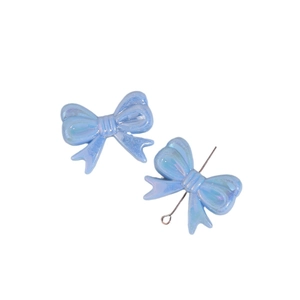 Perle de nœud bleu clair iridescent avec tige métallique pour bijoux DIY et coiffure