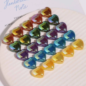 Breloques cœur en résine pailletée avec effet dégradé aurora pour bijoux et coques DIY