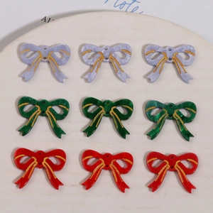 Ciondoli a Fiocco in Acrilico Fai-da-te Con Bordo Glitterato Dorato Ciondolo a Fiocco a Doppio Foro per Orecchini Collana Accessori
