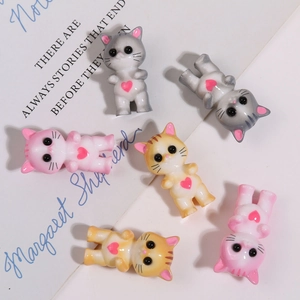 Ciondolo in Resina Gatto 3D Cartoon Carino Cuore Rosa Materiale per Orecchini e Accessori Capelli Fai-da-te Statuina