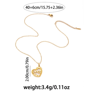 Détail du collier cœur Mom doré avec chaîne en O et mesures de taille précises